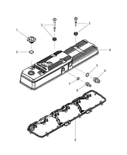 2009 Dodge Ram 2500 Cylinder Head & Cover & Rocker Housing Diagram 4