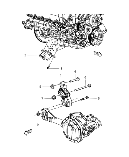 2011 Ram Dakota Engine Mounting Right Side Diagram 1