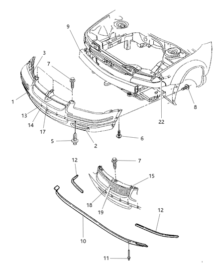 1999 Dodge Stratus Bezel-Fog Lamp Diagram for LF16VB3