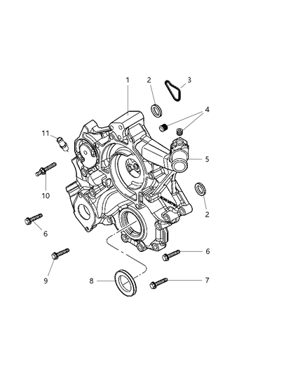 2007 Dodge Nitro Timing Belt / Chain & Cover & Mounting & Guides Diagram 3