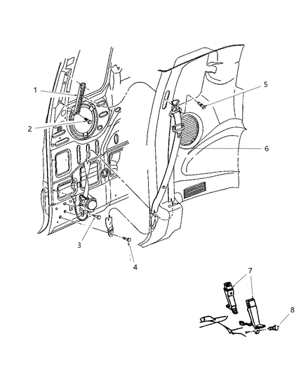 1997 Dodge Dakota Belts, Front Seat Diagram