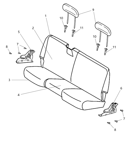 2008 Dodge Ram 1500 Rear Seat - Bench Diagram 2