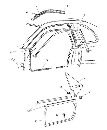 1998 Dodge Neon Door, Front Diagram 3