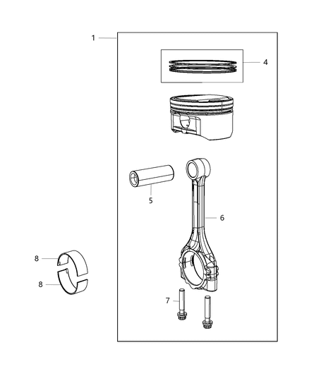 2014 Dodge Journey Pistons , Piston Rings , Connecting Rods & Connecting Rod Bearing Diagram 3