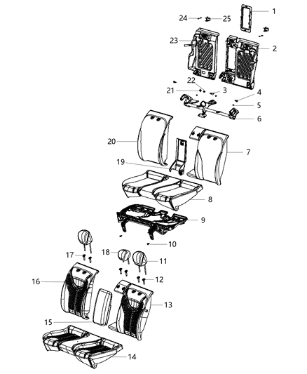 2013 Dodge Dart Rear Seat Back Cover Right Diagram for 5LJ18DX9AA