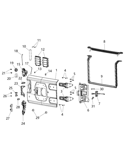 2020 Jeep Wrangler Door Handle Diagram for 6ZA16GW7AA