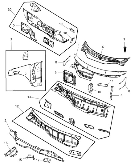 2008 Chrysler Pacifica Panel-COWL Top Diagram for 4719807AD