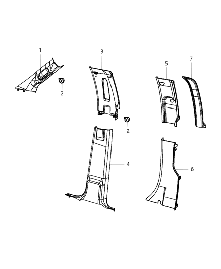 2015 Ram 2500 Molding-A Pillar Diagram for 5RM911D1AC