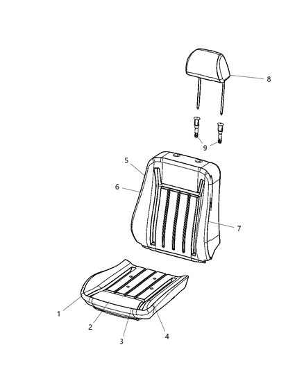 2007 Chrysler 300 Front Seat Cushion Cover Diagram for 1EM261DVAA