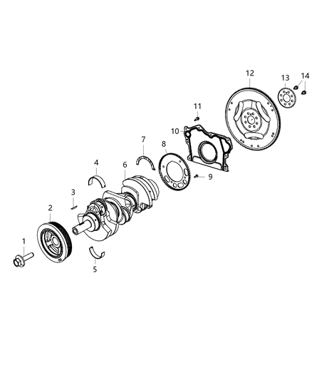 2018 Jeep Grand Cherokee Crankshaft , Crankshaft Bearings , Damper And Flywheel Diagram 1