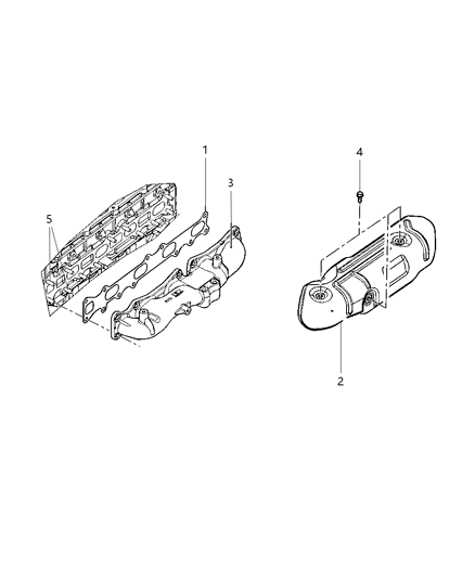 2008 Dodge Grand Caravan Exhaust Manifolds & Heat Shields Diagram 1