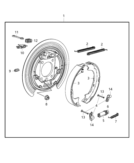 2018 Jeep Wrangler Park Brake Assembly, Rear Disc Diagram