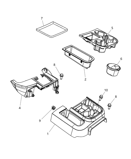 2010 Dodge Ram 5500 Floor Console Front Diagram