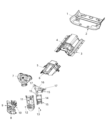 2017 Jeep Cherokee Shield-Exhaust Diagram for 68084282AC