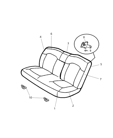 2006 Dodge Stratus Rear Seat Back Cover Diagram for 1DG771DVAA