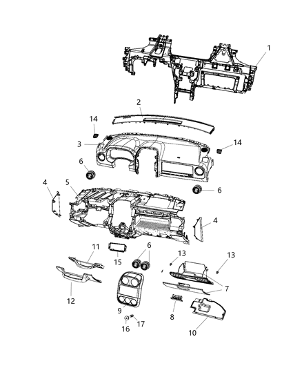 2012 Jeep Patriot Bezel-Instrument Panel Diagram for 1PL231DVAB