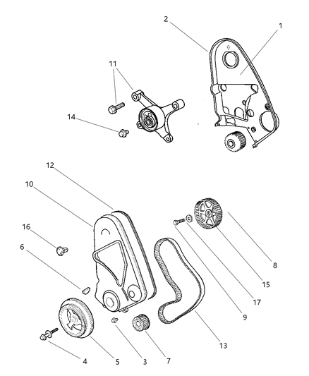 2000 Dodge Neon Timing Belt & Cover Diagram