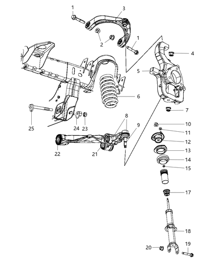 2011 Ram Dakota Suspension - Front Diagram