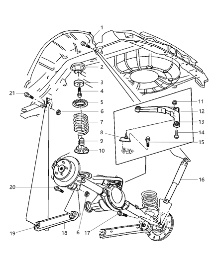 1999 Jeep Grand Cherokee Suspension - Rear With Springs, Shocks & Control Arms Diagram
