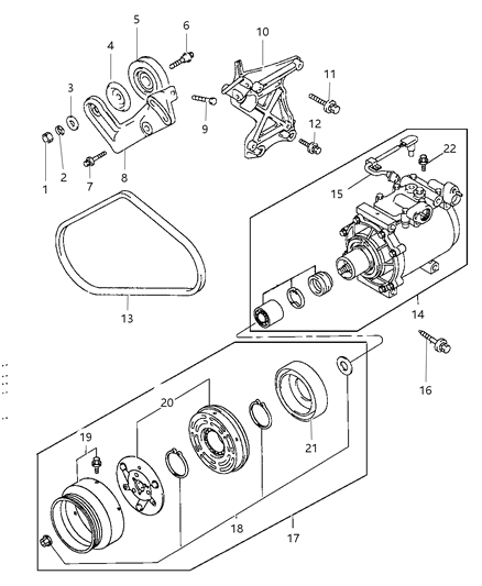 1997 Dodge Avenger Compressor & Mounting Brackets Diagram 2