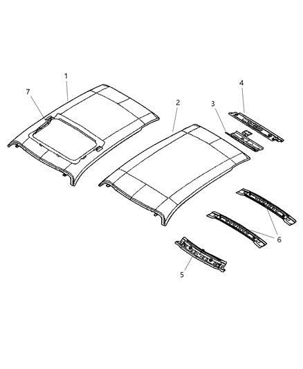 2002 Chrysler PT Cruiser Roof Panel Diagram