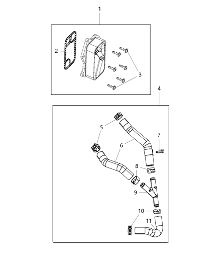 2019 Jeep Wrangler Engine Oil Filter & Housing , Adapter / Oil Cooler & Hoses / Tubes Diagram 1