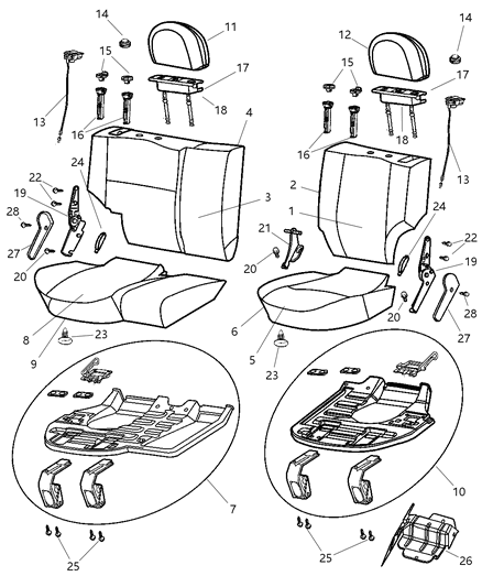 2002 Jeep Grand Cherokee Rear Seat Cushion Cover Diagram for WN561DVAA