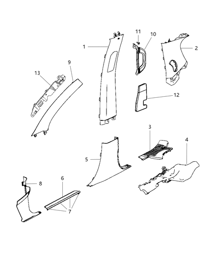 2021 Dodge Durango A Pillar Diagram for 5VK88HDAAD