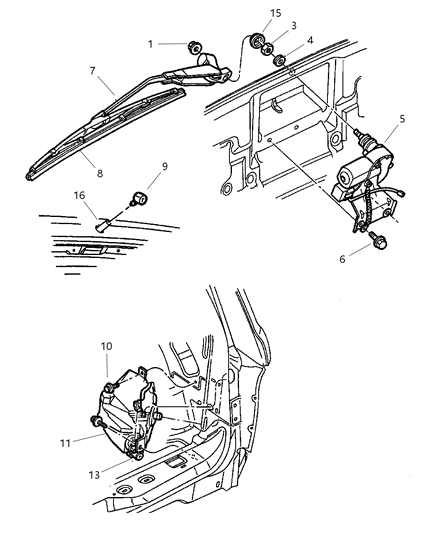 2001 Dodge Durango Arm WIPER-WIPER Diagram for 5003652AC