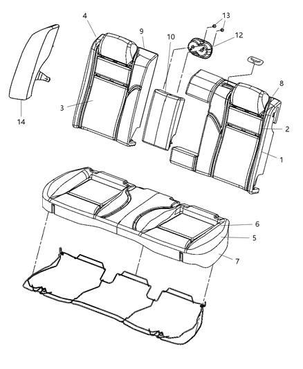 2008 Dodge Charger Rear Seat - Split Seat Diagram 4