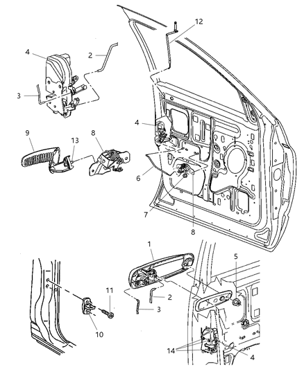 2006 Dodge Ram 3500 Door, Front Lock & Controls Diagram