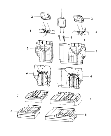 2019 Chrysler Pacifica Rear Seat Cushion Cover Right Diagram for 6ED30LA3AB