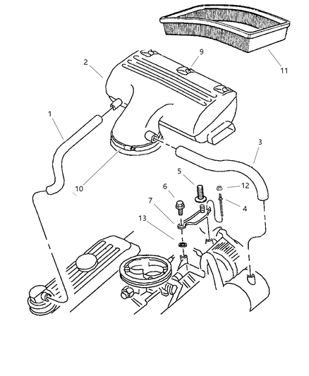 2002 Dodge Ram 2500 Hose-Crank Case Vent Diagram for 53030817AE