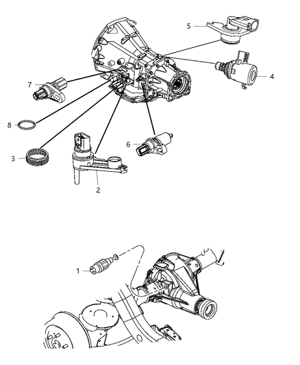 2009 Jeep Wrangler Sensors - Drive Train Diagram