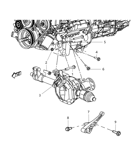 2011 Ram Dakota Engine Mounting Left Side Diagram 1