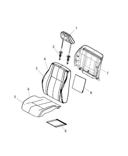 2010 Jeep Compass Front Seat Back Cover Diagram for 1RW87DK2AA