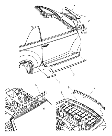 2006 Chrysler PT Cruiser Molding-Quarter Panel Diagram for XG27CB6AB