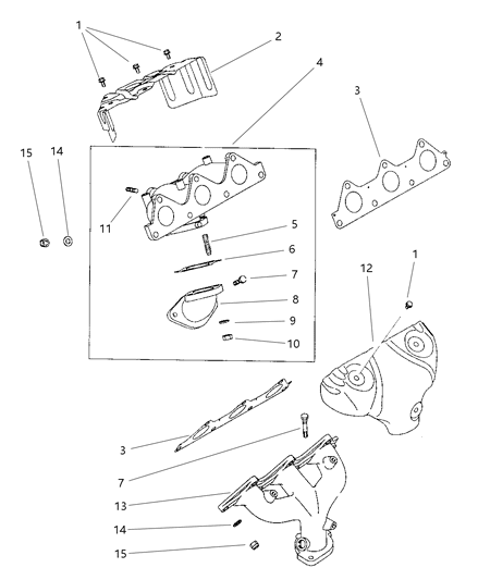 1997 Chrysler Sebring Convertible Manifolds - Intake & Exhaust Diagram 3