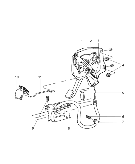 2002 Dodge Ram 2500 Quad & Club Cab Parking Brake Lever Diagram