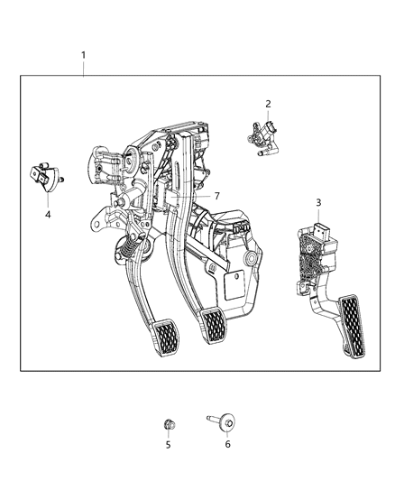 2018 Jeep Wrangler Pedal And-Brake And Clutch Diagram for 68450794AA