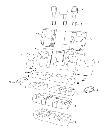 2019 Jeep Cherokee Rear Seat - Split Back Seat Diagram 1