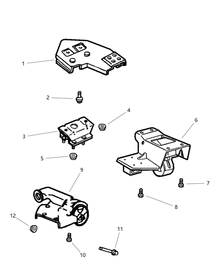 1999 Jeep Cherokee Engine Mounting, Rear Diagram 2