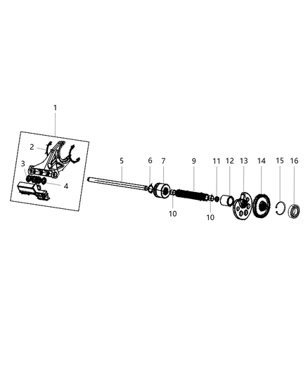 2017 Jeep Grand Cherokee Shift Fork & Rails Diagram