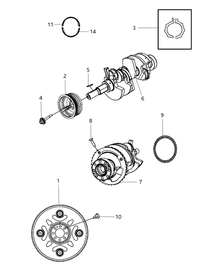 2009 Jeep Patriot Crankshaft , Crankshaft Bearings , Damper And Flywheel Diagram 5