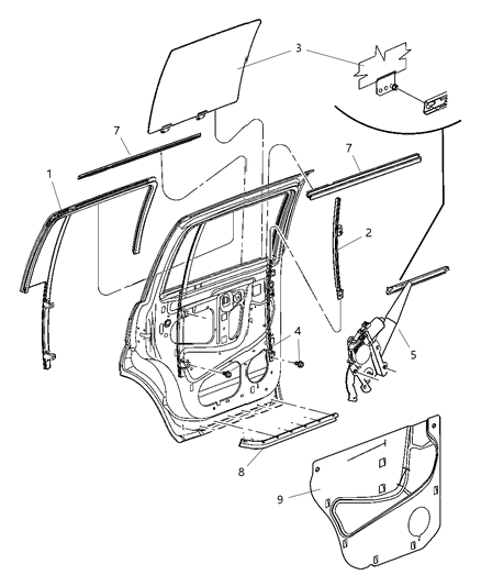 2004 Dodge Durango Seal-Rear Door Diagram for 55362137AA