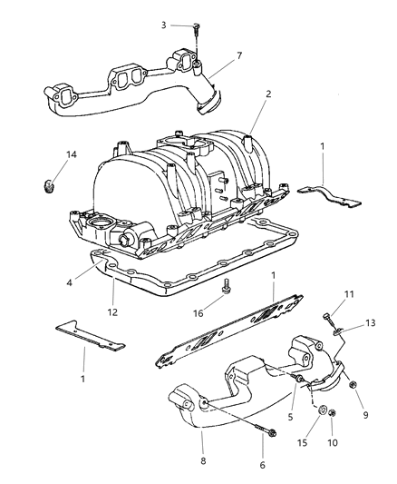 1999 Dodge Ram 1500 Manifolds - Intake & Exhaust Diagram 2