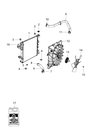 2014 Ram 3500 Cab Chassis Radiator & Related Parts Diagram 1
