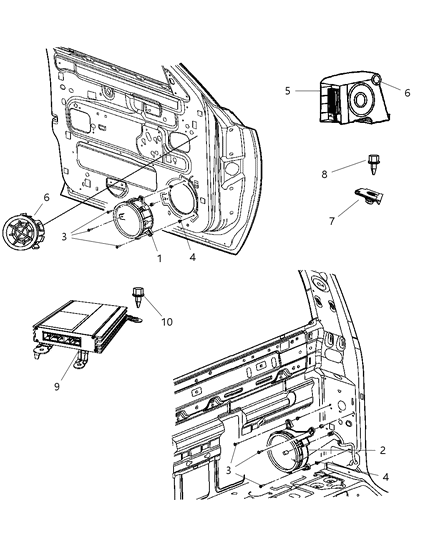 2009 Dodge Dakota Speakers & Amplifier Diagram