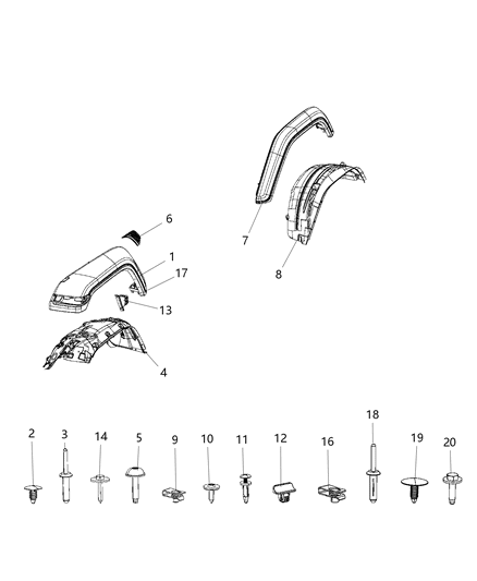 2020 Jeep Wrangler Molding-Wheel Opening Flare Diagram for 6CE87TZZAF