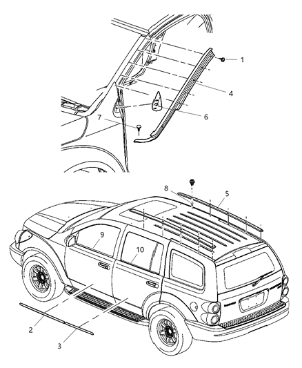 2007 Chrysler Aspen Rail-Roof Diagram for 1EK751JCAA